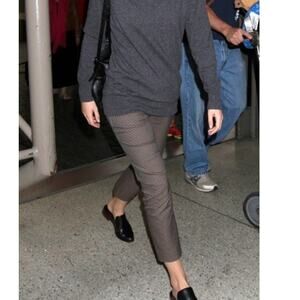 The Row Brown Plaid Slim Stretch Pants